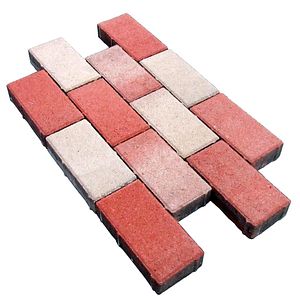 Pavaj liniar mixt, 20 x 10 x 4 cm, beton, rosu, 50 buc/mp