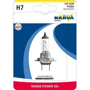 Bec auto halogen pentru far NARVA Range Power, +50%, H7 12V, 55W, PX26D, 1 bucata