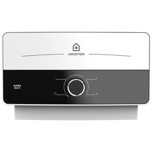 Instant apa calda electric ARISTON Aures Slim Multi, 2.1l/min, 5000W, senzor de debit, supapa de siguranta, alb-negru