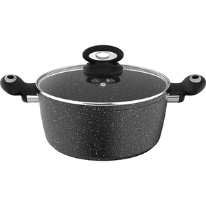 Oala cu capac MYRIA MY4428, 6l, 28cm, aluminiu, negru