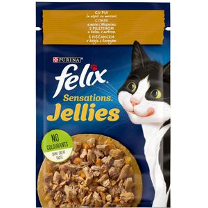 Hrana umeda pentru pisici FELIX Sensations Jellies, Adult, Pui si morcov, 85 g
