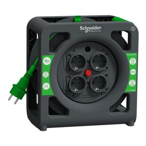 Prelungitor cu tambur SCHNEIDER H05VVF, 1.5mm, 4 prize, 15m