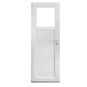 Usa exterior APLAST, cu geam, stanga, PVC, 68 x 190 cm, alb
